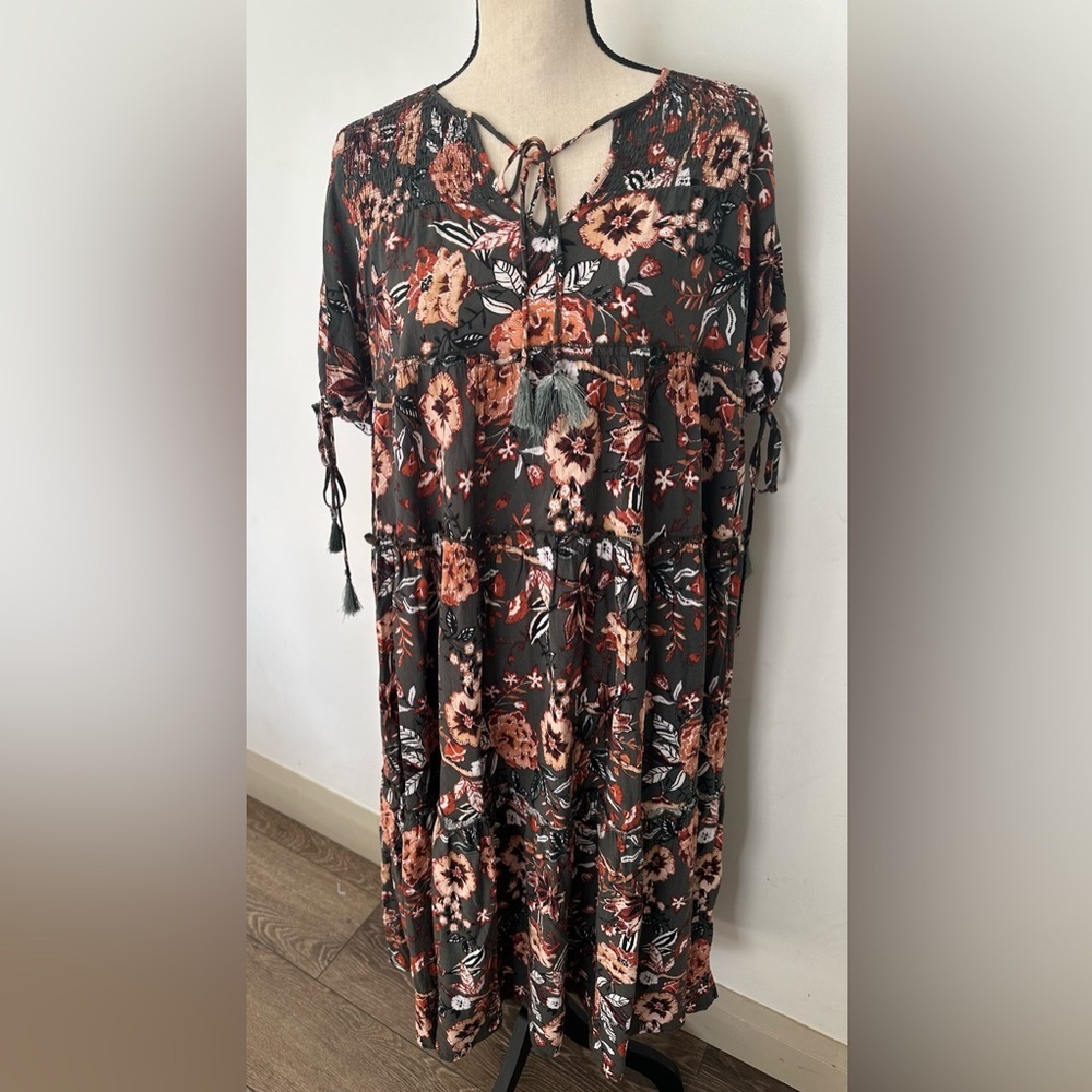 Jaase floral midi dress boho SZ S